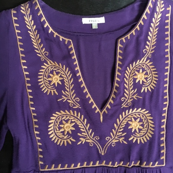 Fossil dress with embroidery on the front. - Picture 2 of 7